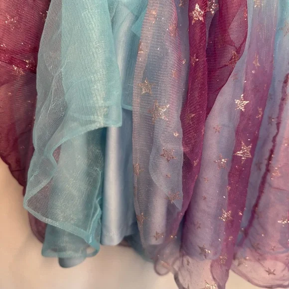 💜3/$15 Disney Lilo & Stitch Girls Tulle Tutu Dress Hoodie Blue Purple Patches L - Picture 5 of 11